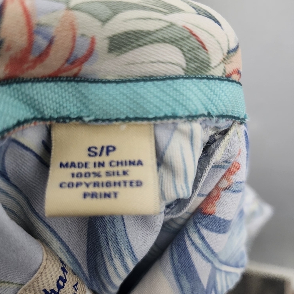Tommy Bahama Heritage Tortola 100% Silk Original Fit Floral Blue Size S - Picture 6 of 8
